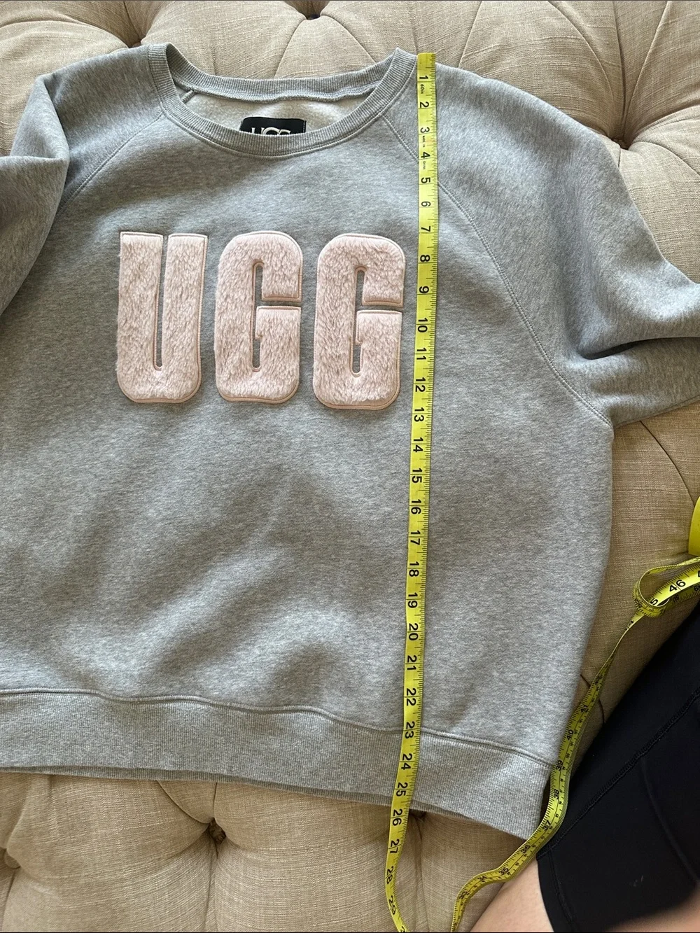 UGG Grey Crewneck Sweatshirt with Blush Appliqué Logo